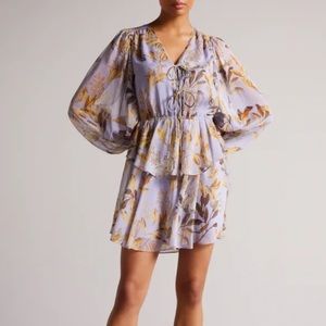 Ted Baker Gretia Printed Tie Front Mini Dress